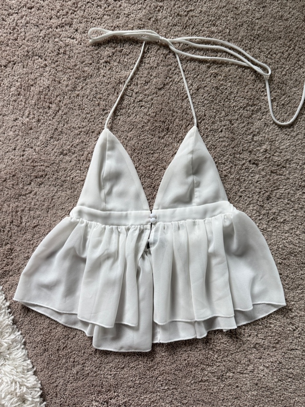 SHEIN White Ruffle Halter Camisole Top